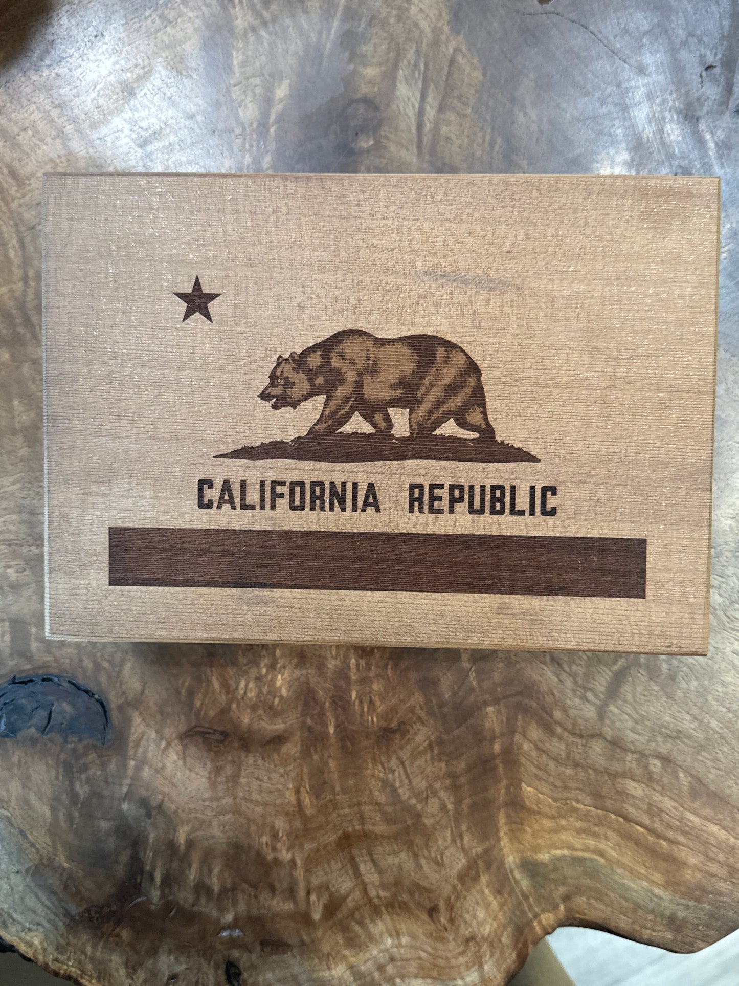 Vintage Reclaimed Wood Cigar Box - CA Flag